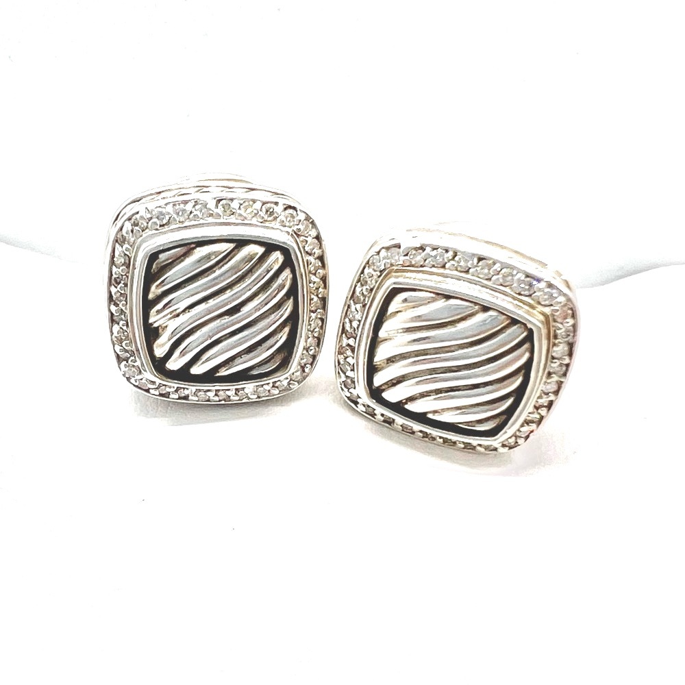 David Yurman Albion 11mm Sculpted Earrings With Diamonds